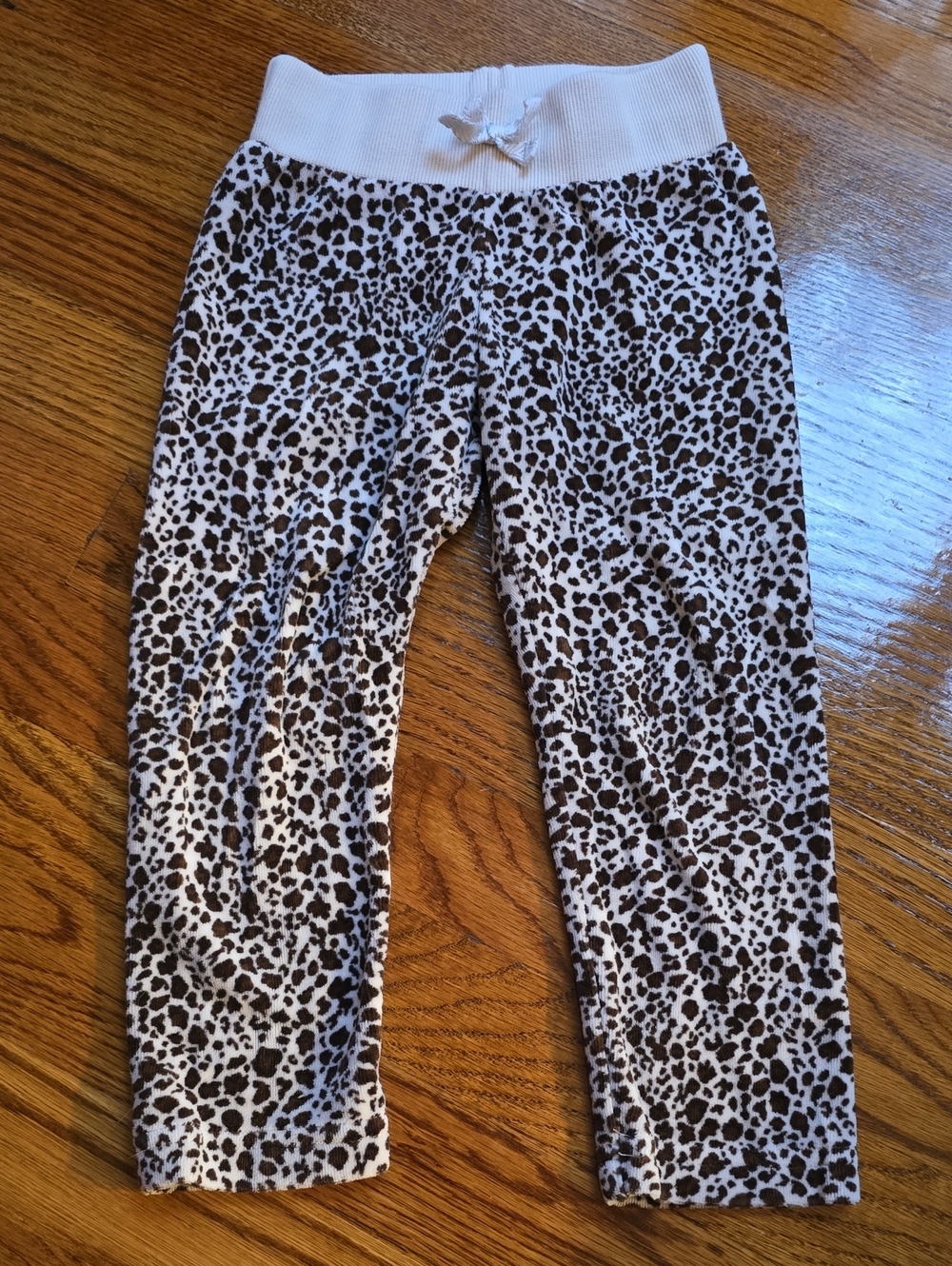Hanna Andersson Cream & Brown Leopard Pull-On Velour Leggings